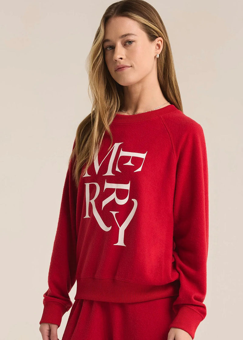 Cassie Merry Long Sleeve Top - Haute Red