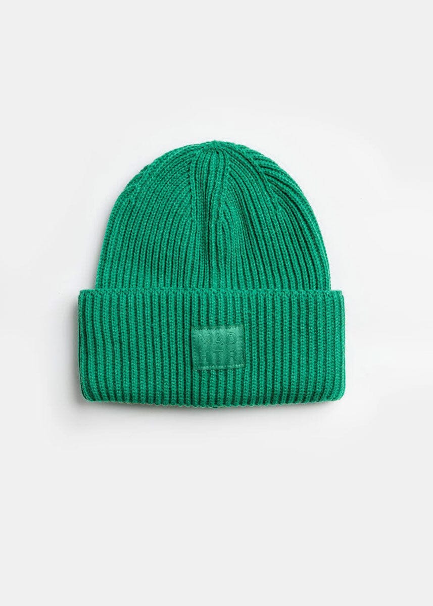 Adult Mad Hatter Ribbed Knit Beanie - Kelly Green