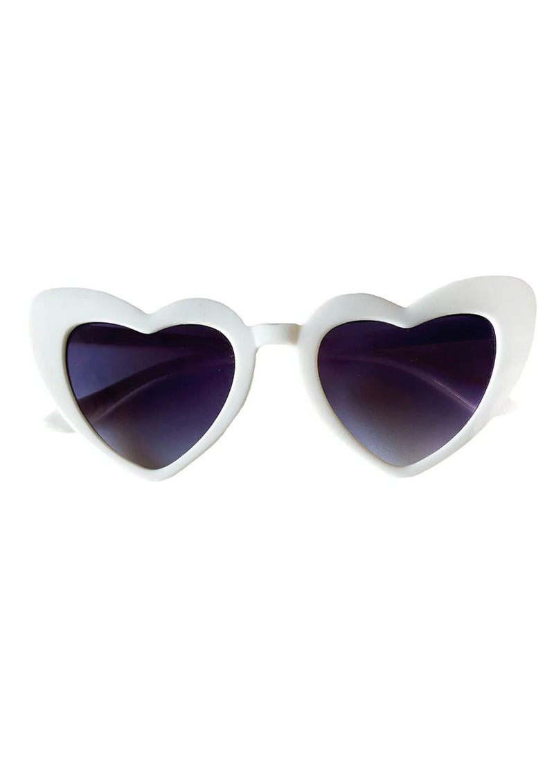 Kids Retro Heart Sunglasses - White