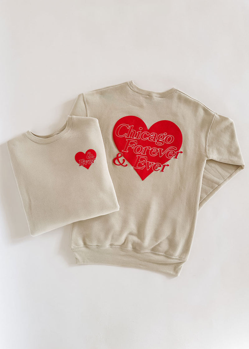 Chicago Forever & Ever Heart Sweatshirt - Heather Dust