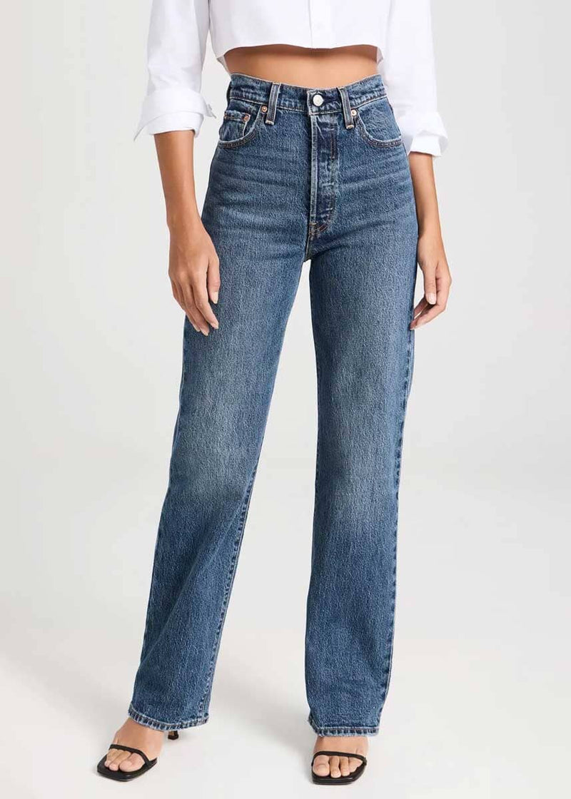 Rhinestone Letter High Waist Slimming Nostalgic Straight Jeans