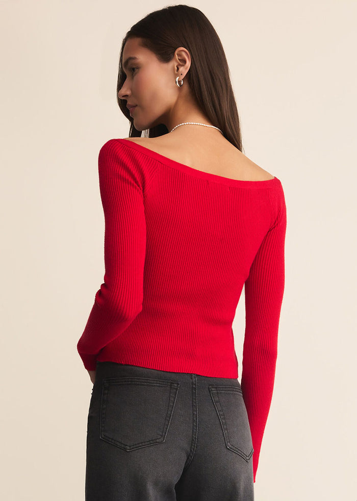 Jovy Sweater Top - Festive Red