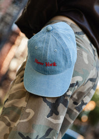New York. Dad Hat - Denim & Red Embroidery