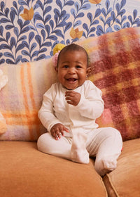 Organic Cotton Pointelle Magnetic Footie - Love Lines Tofu