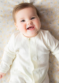 Organic Cotton Pointelle Magnetic Footie - Love Lines Tofu