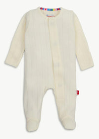Organic Cotton Pointelle Magnetic Footie - Love Lines Tofu