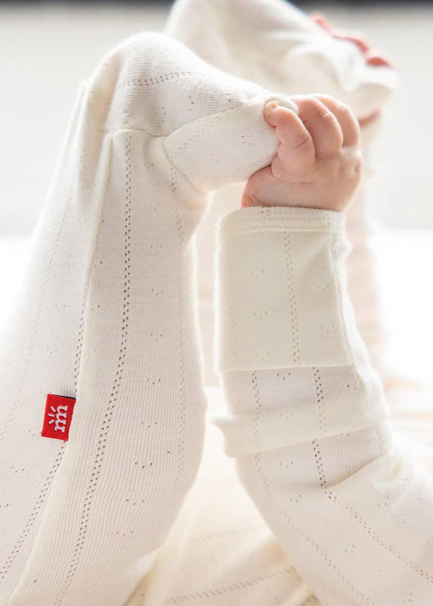 Organic Cotton Pointelle Magnetic Footie - Love Lines Tofu