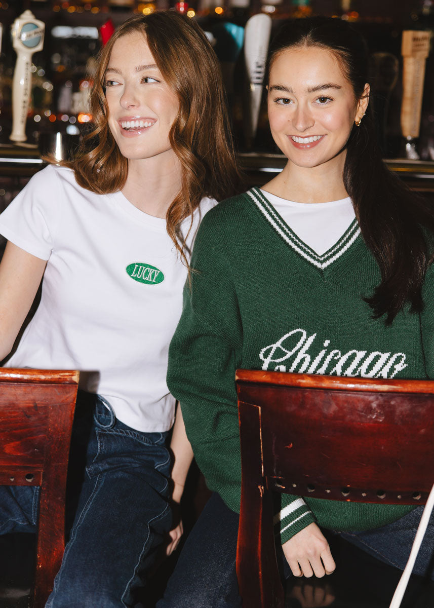 Lucky Embroidered Patch Baby Tee