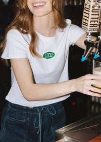 Lucky Embroidered Patch Baby Tee