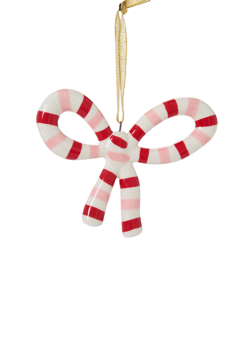 Luella Bow Ornament - Red Stripe