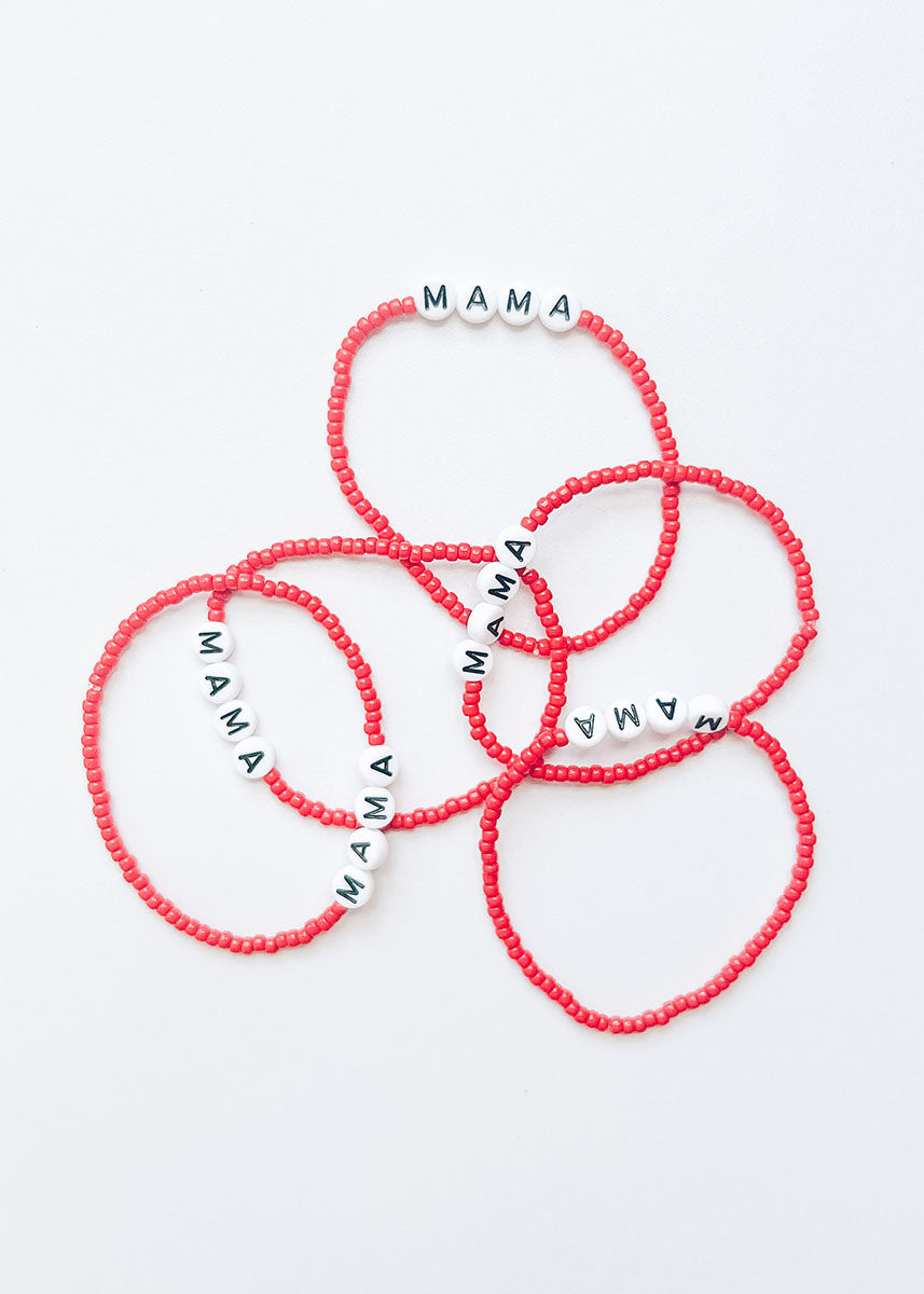 Red Beaded Mama Bracelet