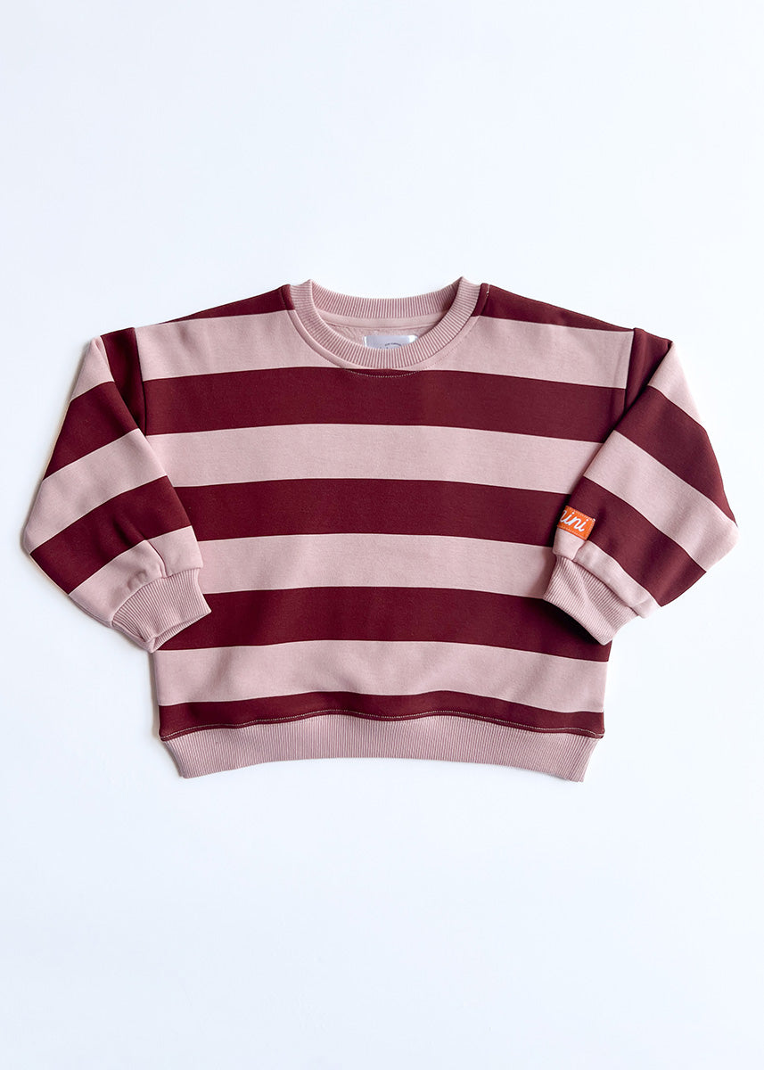 Striped Sweatshirt - Burgundy & Pink