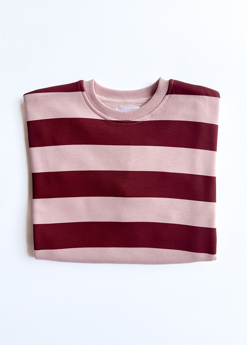 Striped Sweatshirt - Burgundy & Pink