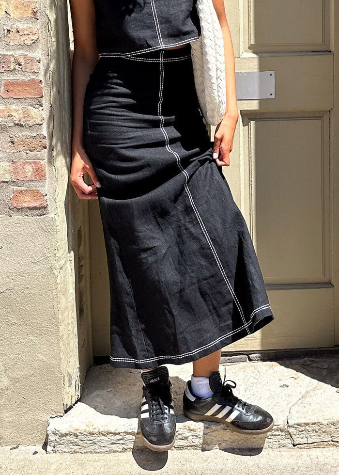 Kenzy Linen Maxi Skirt - Black