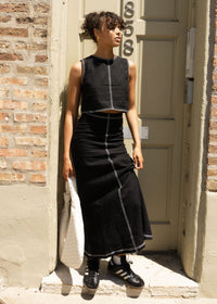 Kenzy Linen Maxi Skirt - Black