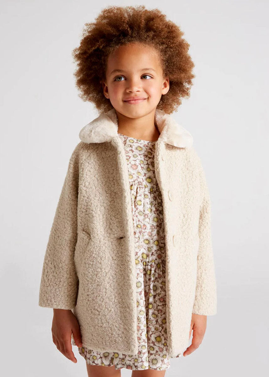 Jane Faux Shearling Coat - Almond