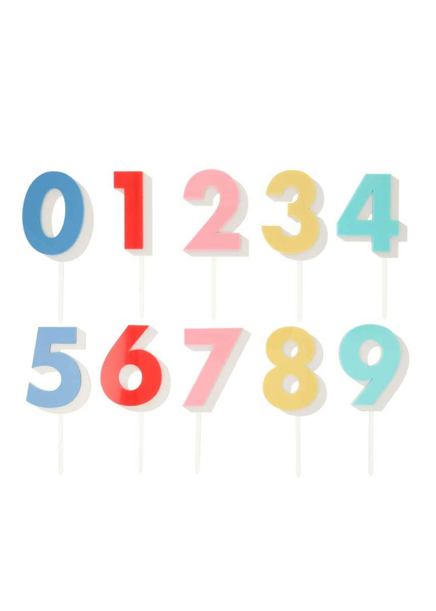 Rainbow Number Acrylic Toppers