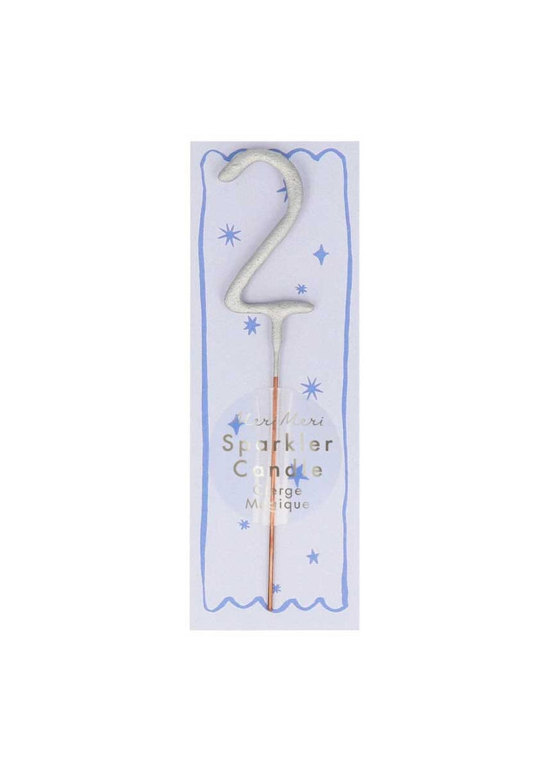 Silver Sparkler Numbers Mini Candle