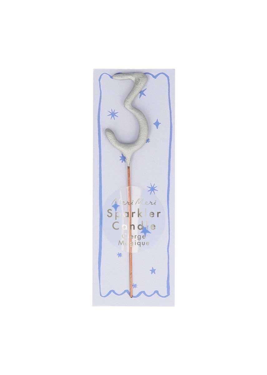 Silver Sparkler Numbers Mini Candle