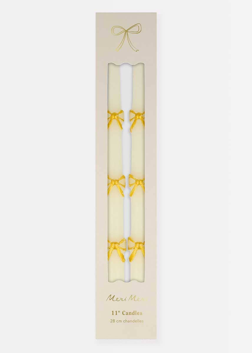Gold Bow Taper Candles