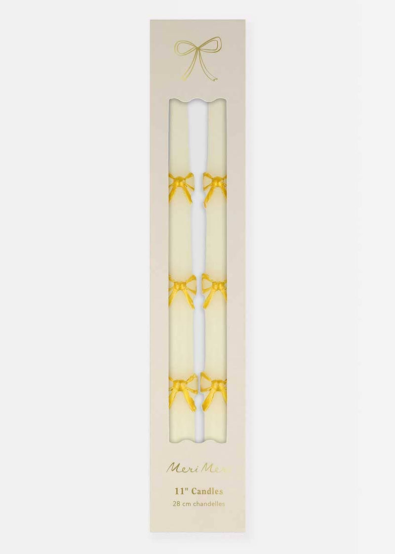 Gold Bow Taper Candles