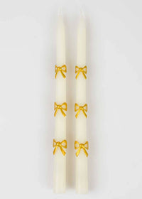 Gold Bow Taper Candles