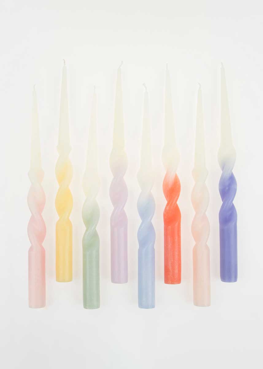 Rainbow Twisted Table Candles