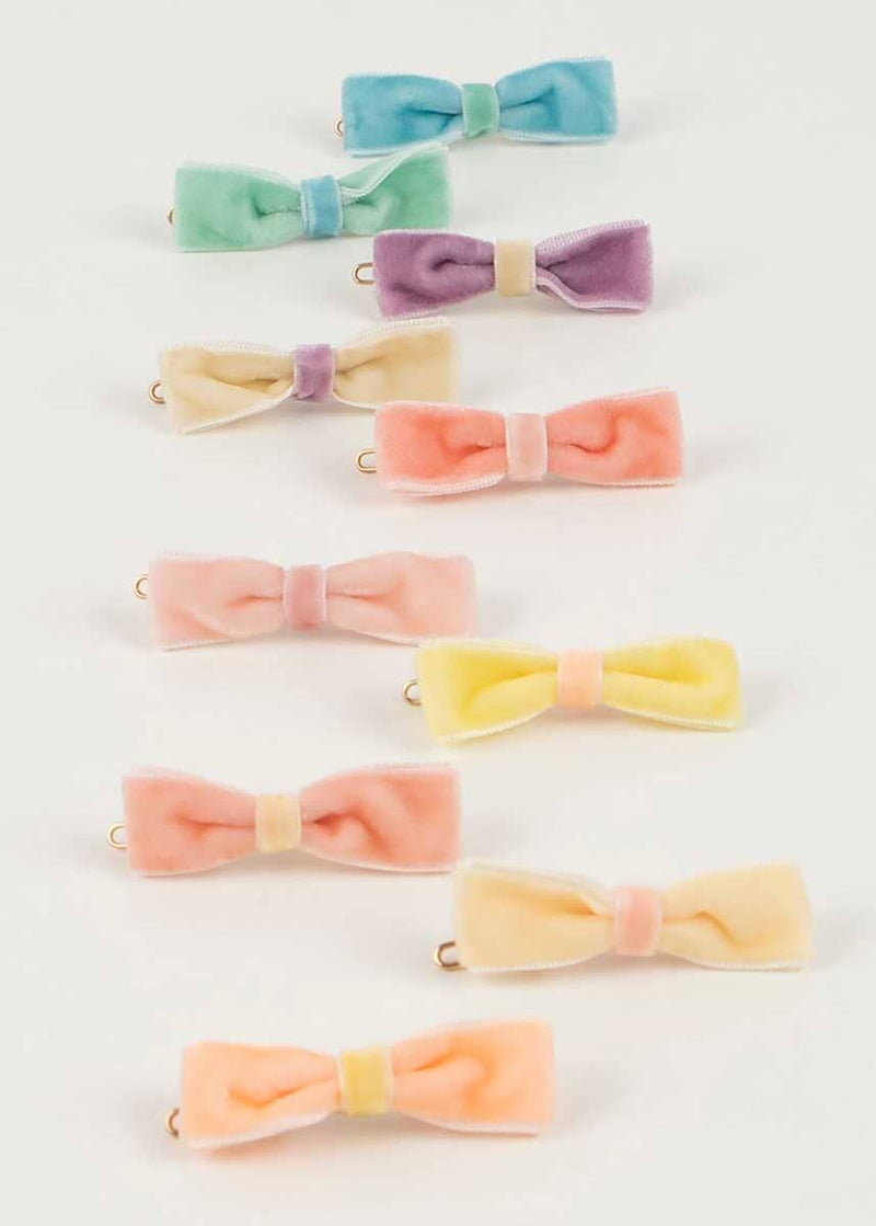 Pastel Velvet Mini Bow Clips