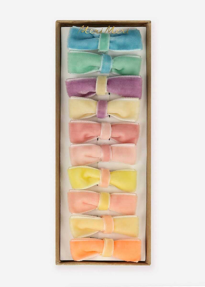Pastel Velvet Mini Bow Clips