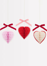 Honeycomb Heart & Bow Decorations