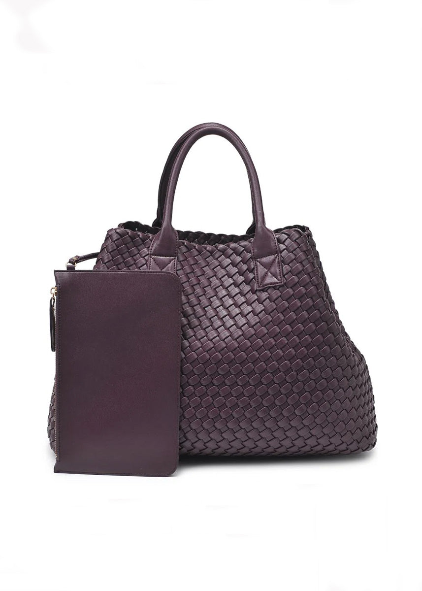 Ithaca Woven Vegan Leather Tote - Espresso