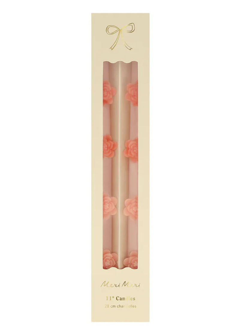 Pink Flower Taper Candles