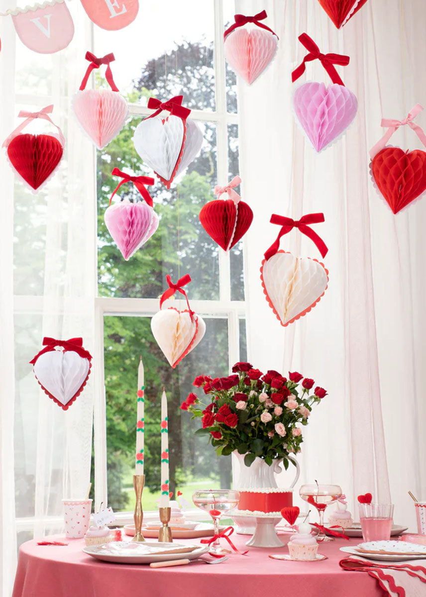 Honeycomb Heart & Bow Decorations