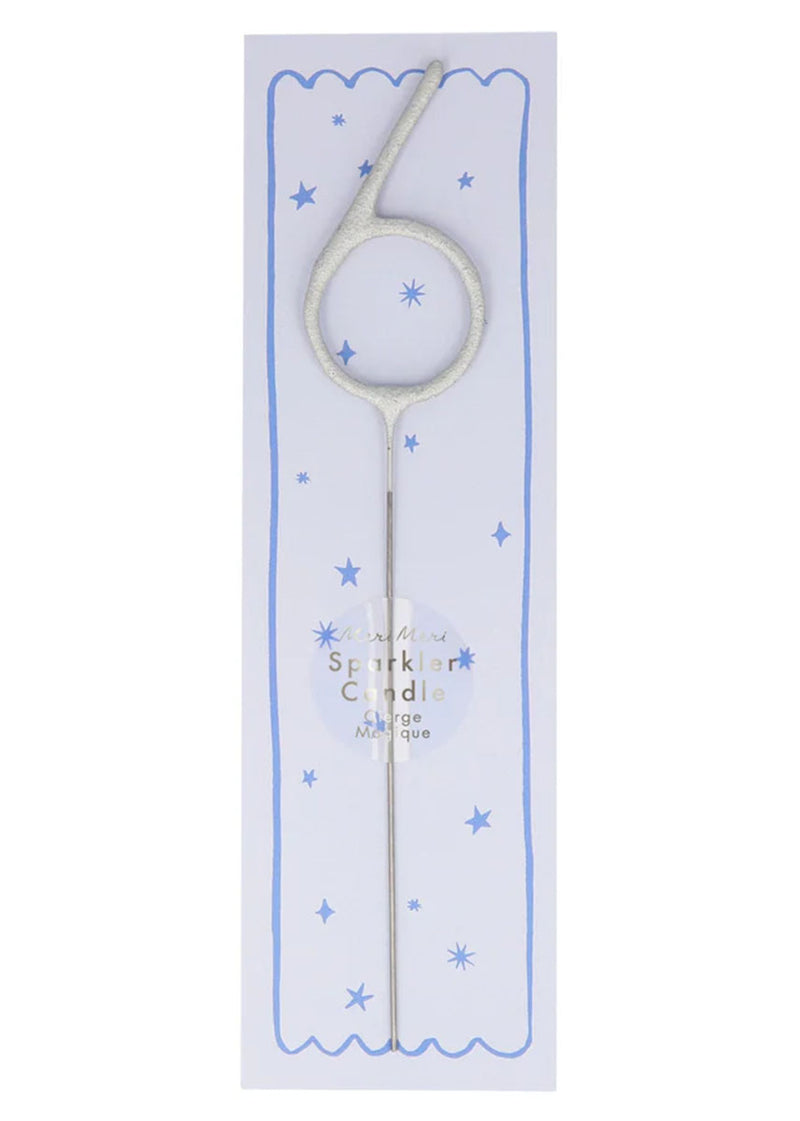 Silver Sparkler Numbers Candle