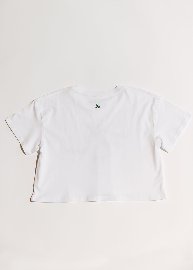 Merrier With A Martini Cropped Tee - White