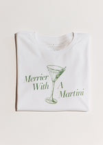 Merrier With A Martini Cropped Tee - White