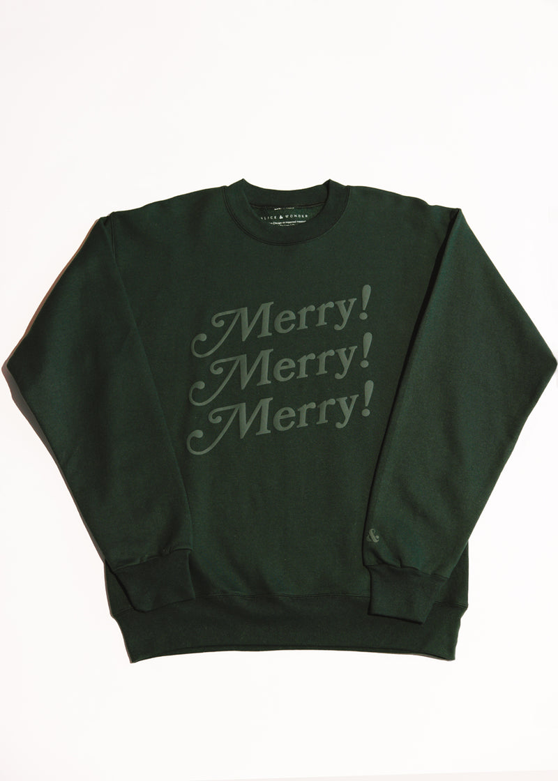 Merry! Merry! Merry! Crewneck Sweatshirt - Deep Forest