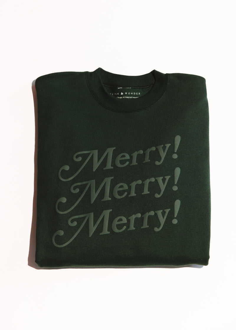 Merry! Merry! Merry! Crewneck Sweatshirt - Deep Forest