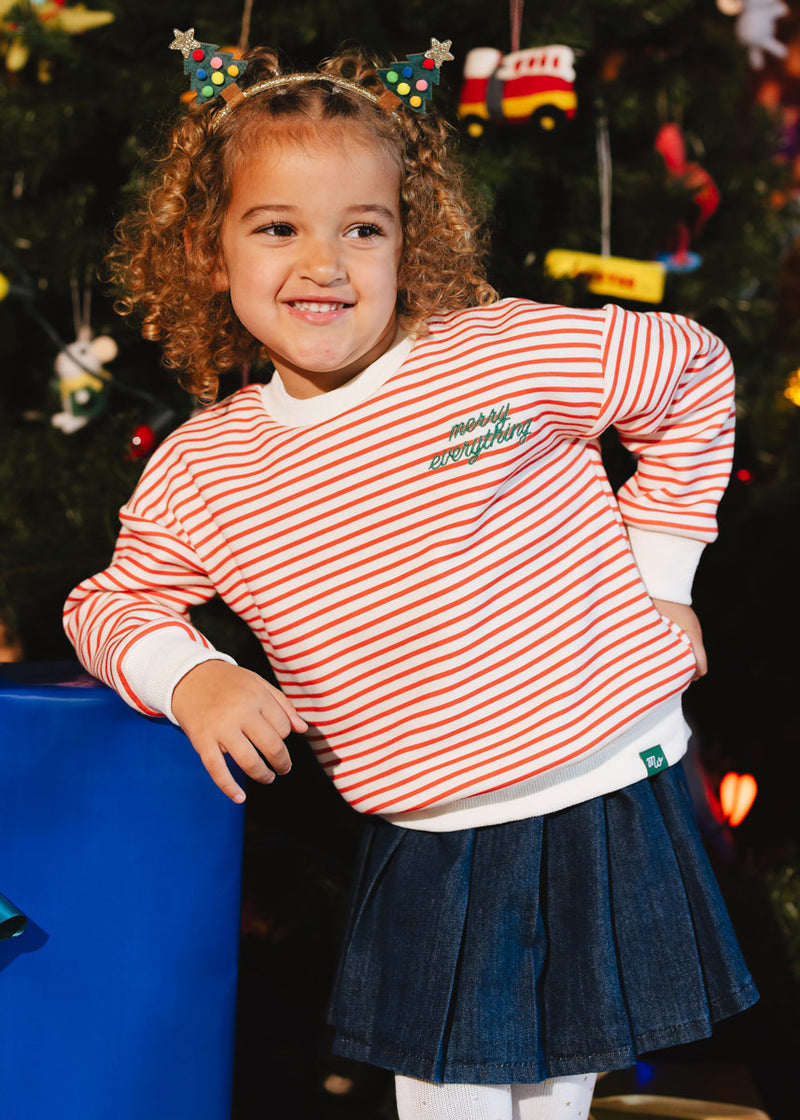 Merry Everything Striped Patch Sweatshirt