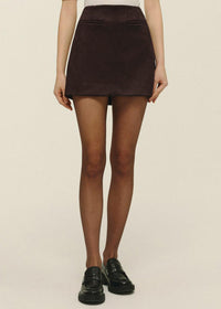 Mina Vegan Suede Mini Skirt - Deep Mahogany