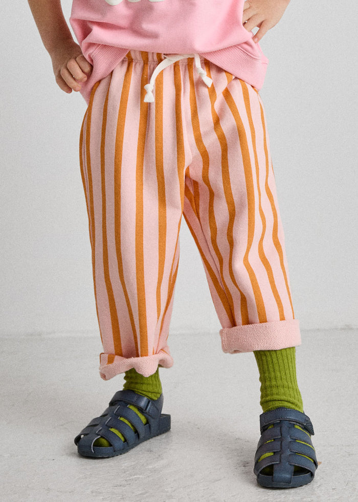 Striped Drawstring Pant - Pink & Orange