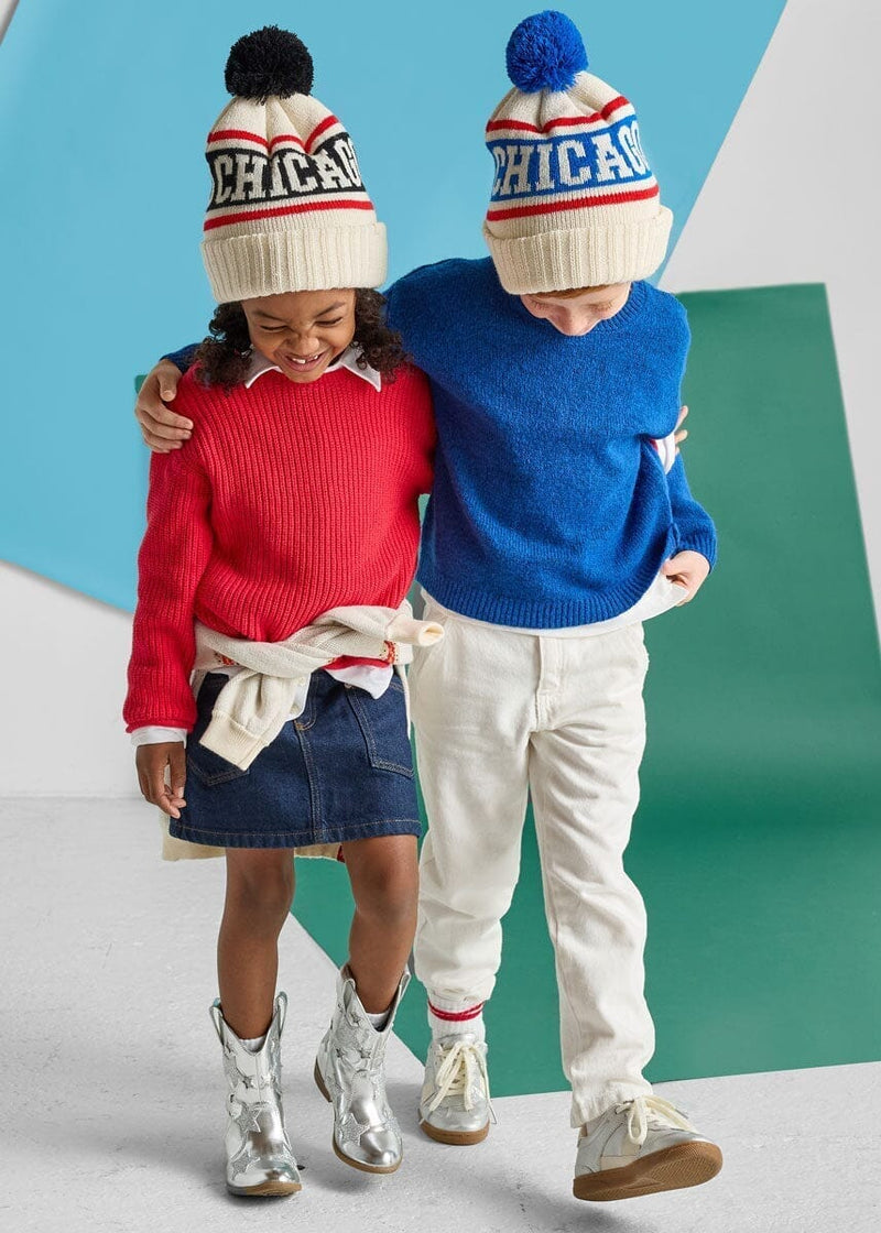 Youth Mad Hatter Chicago Varsity Beanie - Black & Red