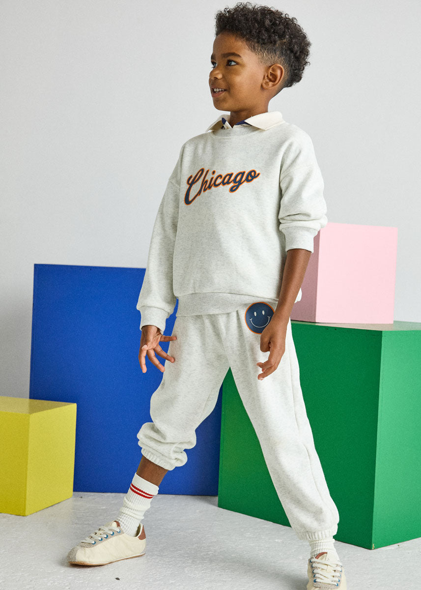 Chicago Script Sweatsuit Set - Heather Grey
