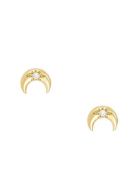 Crescent Moon Studs - CZ