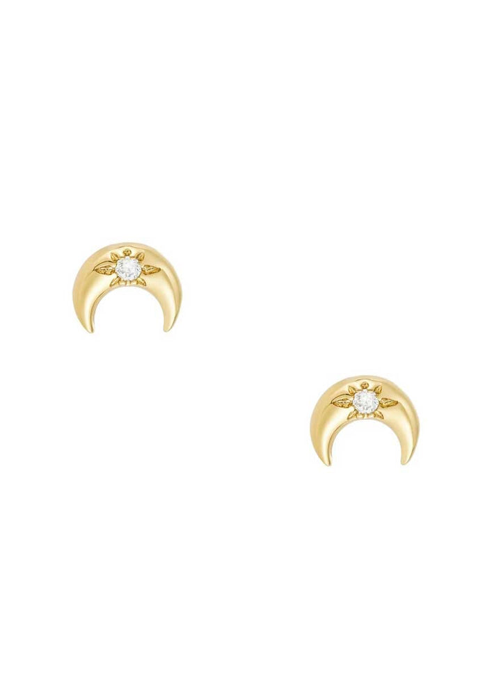 Crescent Moon Studs - CZ
