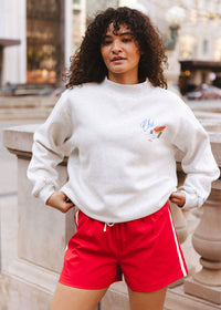 Chi Icons Mock Neck Sweatshirt - Heather Grey