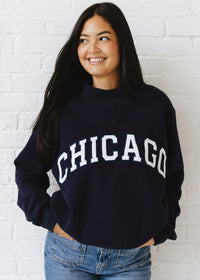 Chicago Mock Neck Sweatshirt - Navy
