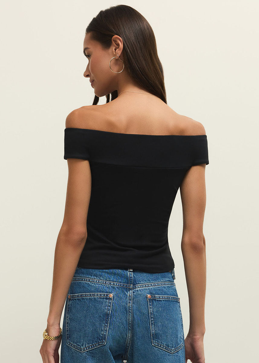 Second Skin Off-Shoulder Top - Black