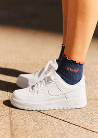 Chicago Ruffle Sock - Navy & Orange