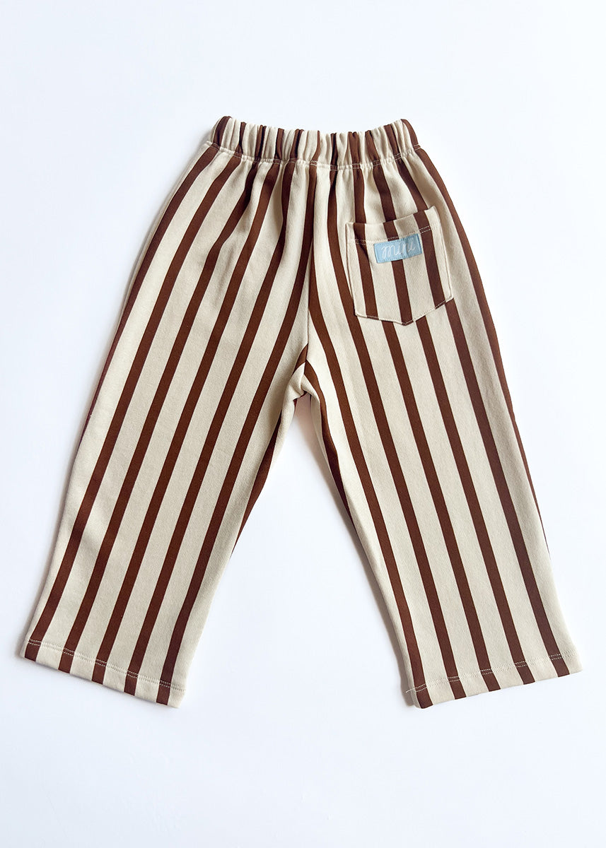 Striped French Terry Pant - Cream & Rust
